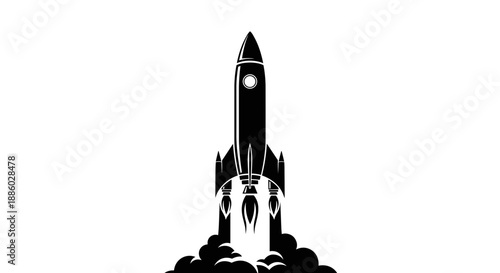 Silhouette of a Rocket Launching into Space 2.