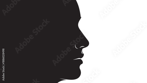Silhouette of a Persons Face in Profile with Contrasting Lighting.