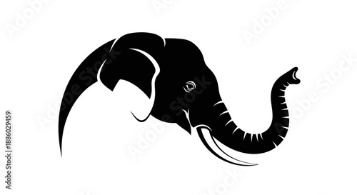 Silhouette of an African Elephant Head Facing Left.