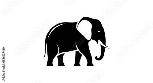 Silhouette of an African Elephant in a Side Profile View.