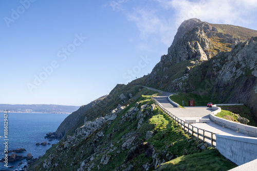 Cabo Ortegal lighthouse in Cariño, Galicia, Spain—where the Atlantic Ocean meets the Cantabrian Sea. Stunning cliffs and ancient rocks shape this wild coastal 
