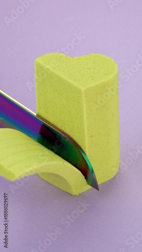 Very Satisfying and Relaxing Kinetic Sand ASMR video. Cutting anti stress macro close up colorful Kinetic Sand with a Knife. ASMR sounds.