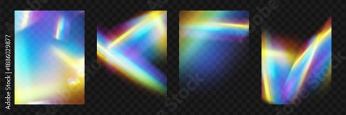 Crystal prism light flare background,transparent rainbow overlay.