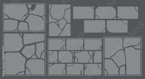 A Collection Of Rustic Ancient Cracked Stone Wall Textures Background Elements