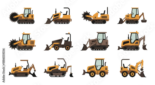 A Comprehensive Array Of Heavy Construction Vehicles For Various Earthwork Operations