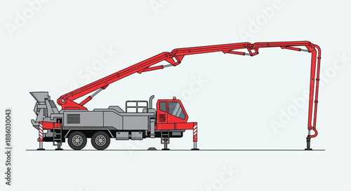 A Modern Concrete Pumping Truck Industrial Machinery With Extended Boom For Building
