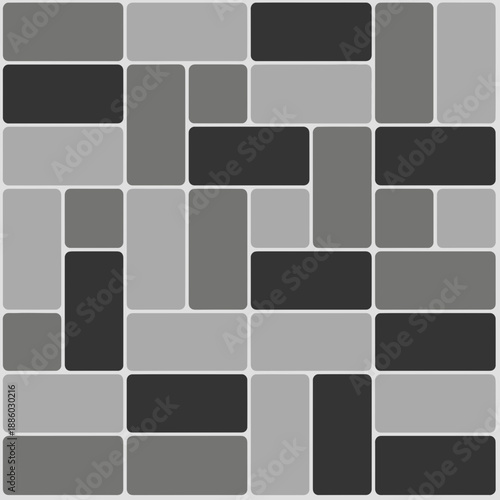 Abstract Gray Rectangular Mosaic Pattern With Rounded Corners Seamless Background Design Element