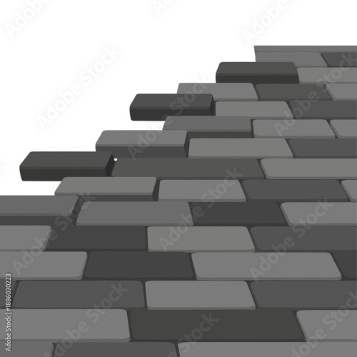 Abstract Grayscale Brick Pattern Background With Dynamic Building Block Elements