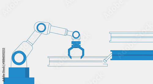 Advanced Robotic Arm In Modern Industrial Manufacturing Plant Automatically Assembles Products