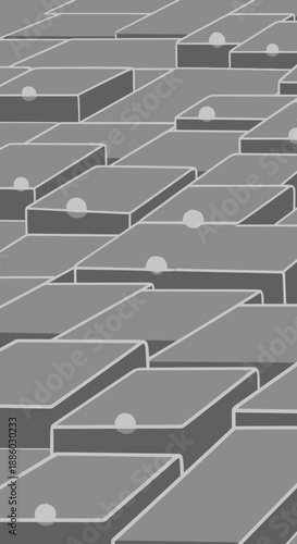 Abstract Grey Geometric Pattern With Luminous Spheres Creating A Dynamic Textured Surface Design