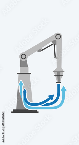 Advanced Robotic Arm Illustrating Dynamic Flow Process In Modern Manufacturing