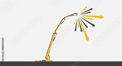 Abstract Industrial Pumping Arm Dispersing Strategic Elements Directionally Flat Illustration