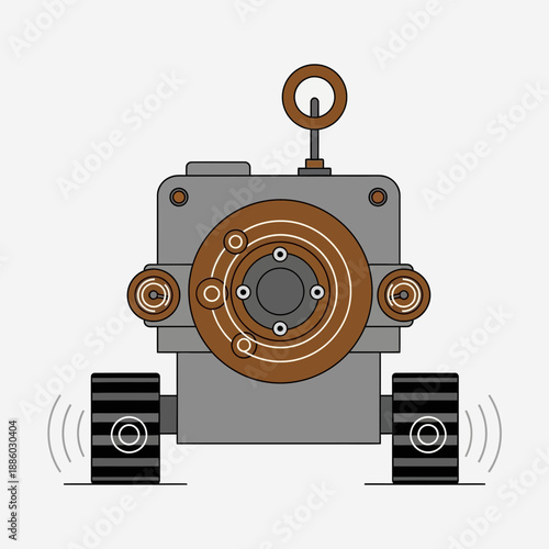Advanced Steampunk Inspired Robot Character With Intricate Mechanical Gear Details Illustration