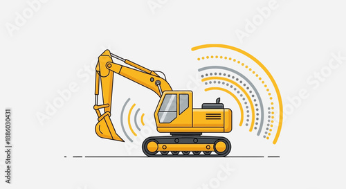 Advanced Smart Excavator Emitting Digital Signals For Modern Construction Projects