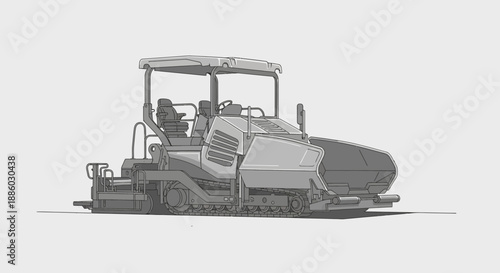 Advanced Asphalt Paving Equipment Detailed Engineering Illustration