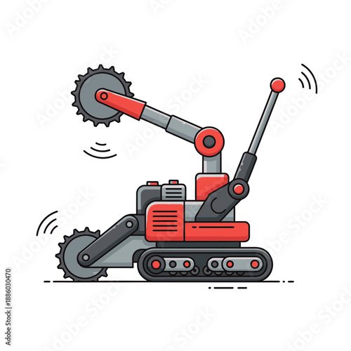 Advanced Autonomous Crawler Robot With Cutting Saw And Sensor Arm Technology Graphic Design