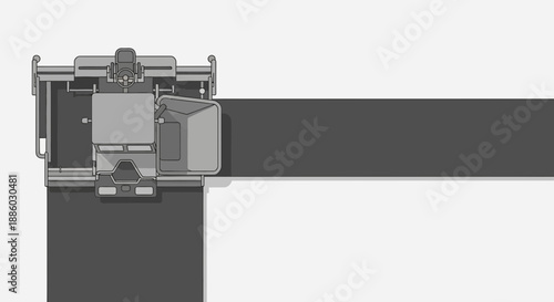 Aerial View Of Modern Road Paver Constructing New Asphalt Surface And Path