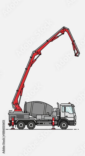 Advanced Concrete Pump Truck Delivering Liquid Mix For Large Scale Construction Projects