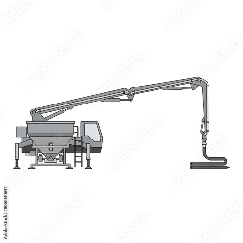 Advanced Concrete Pump Truck Line Art Illustration For Heavy Duty Construction Projects And