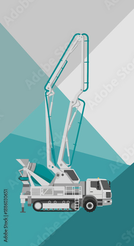 Automated Concrete Pumping Equipment Delivering Materials For Building