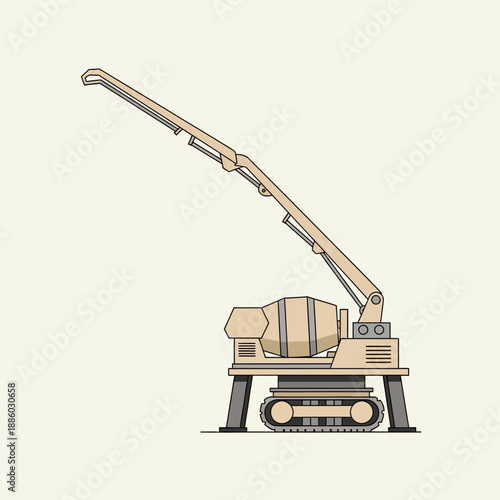 Automated Construction Equipment Concrete Pumping Vehicle On Site Minimalist Design