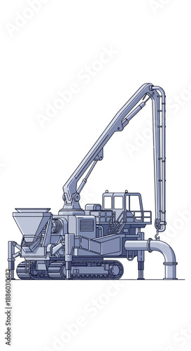 Advanced Concrete Pumping Machine Illustration Essential For Modern Industrial Building Site
