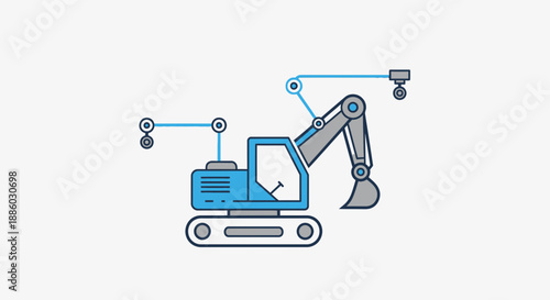 Automated Excavator Digital Connectivity Future Construction Technology Icon