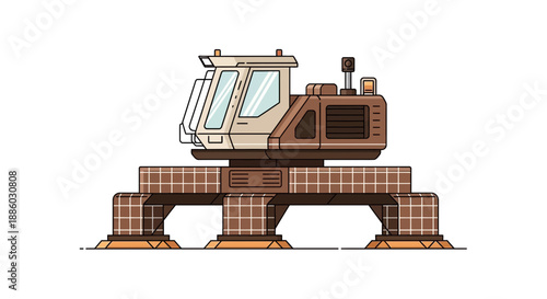 Advanced Futuristic Exploration Vehicle Industrial Machine Isolated White Background Minimal Design