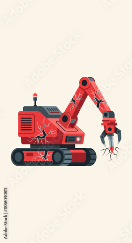 Advanced Futuristic Robotic Excavator Machine With Energy Tendrils Digital Illustration