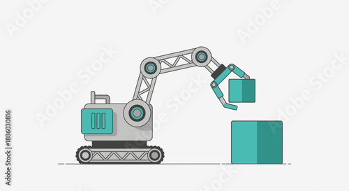 Automated Industrial Robotic Arm System Building Blocks Modern Flat Design Concept Illustration