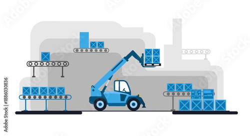 Automated Logistics Warehouse Operations With Forklift And Conveyor System For Efficient Delivery