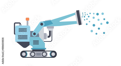 Automated Mist Cannon With Liquid Droplets Vector Graphic For Climate Control Innovation