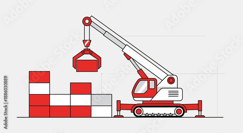 Advanced Industrial Crane Stacking Building Blocks On A Clean Minimalist Construction Site