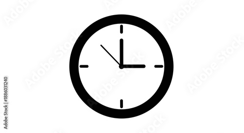 Simple Black and White Clock Face Illustration.