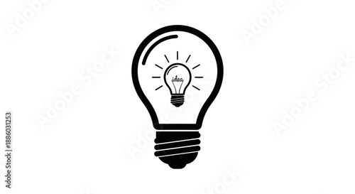 Simple Black and White Light Bulb Icon Symbol 1.