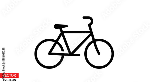 Simple Black Bicycle Icon on White Background 1.