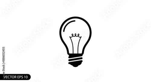 Simple Black Outline of a Classic Incandescent Light Bulb 1.