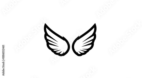 Simple Black Outline Angel Wings Icon 1.