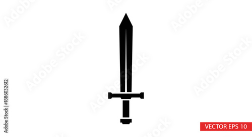 Simple Black Silhouette of a Medieval Sword.