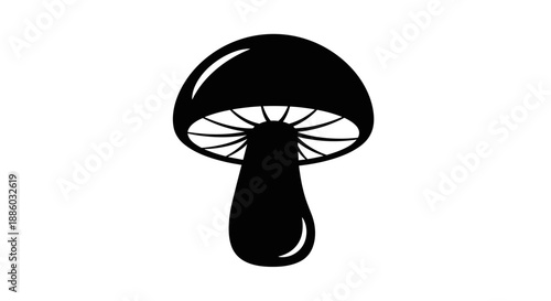 Simple Black Silhouette of a Mushroom Icon 1.