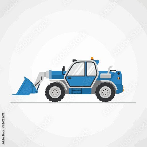 Blue Heavy Duty Telehandler Industrial Construction Equipment Illustration