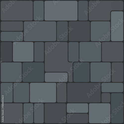 Contemporary Dark Gray Stone Blocks Pattern Digital Seamless Texture Design