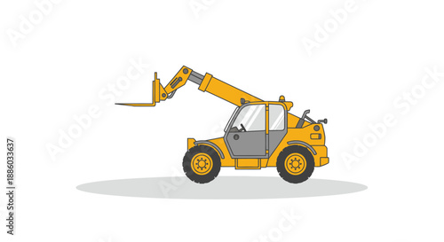 Bright Yellow Telehandler Forklift A Vector Illustration Of Industrial Lifting Equipment For