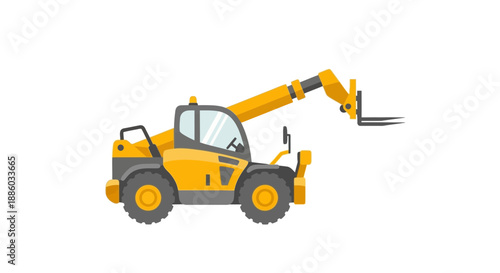 Bright Yellow Telescopic Handler Material Handling Equipment Illustration Icon On White Background