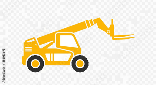 Bright Yellow Telescopic Handler Vector Icon For Heavy Lifting And Material Handling Operations