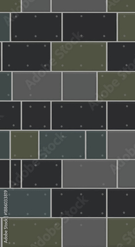 Contemporary Riveted Metal Blocks Pattern Industrial Wall Texture Background Design