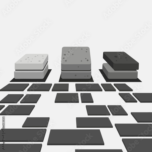 Clean Minimalist Geometric Shapes Creating A Structured Abstract Landscape View