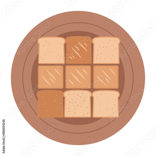 Delicious Toasted Bread Slices Arranged On A Round Plate For A Perfect Breakfast