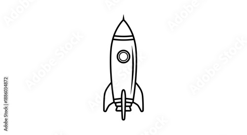 Simple Line Art Illustration of a Classic Rocket Ship.