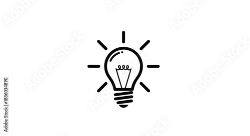 Simple Line Art Illustration of a Glowing Light Bulb 1.